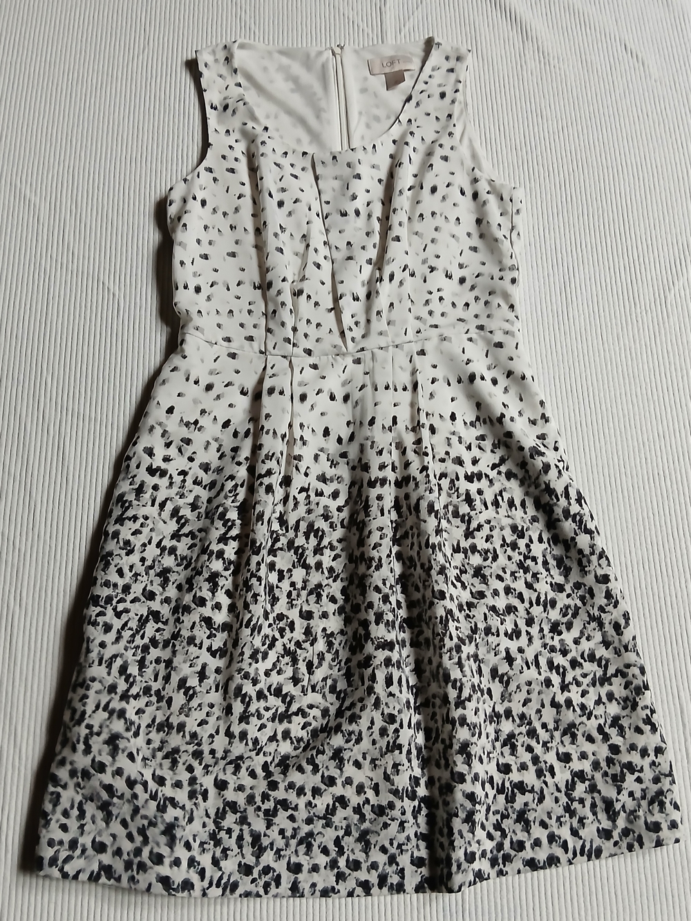 LOFT Petite 0P Sleeveless Ombre Dot Spot Print A-Line Party Dress Lined Pockets